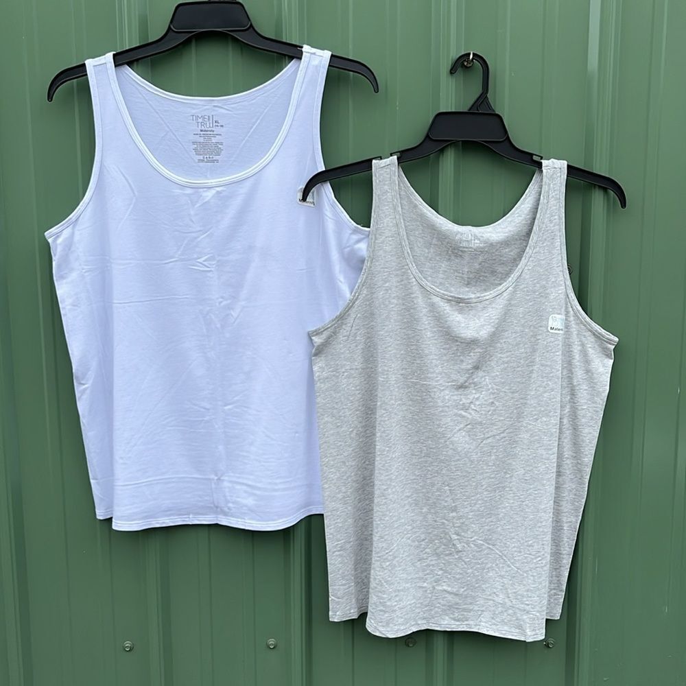 Maternity Essentials Ultra Soft Non Shirred Tank Tops 2-Pack Size XL
